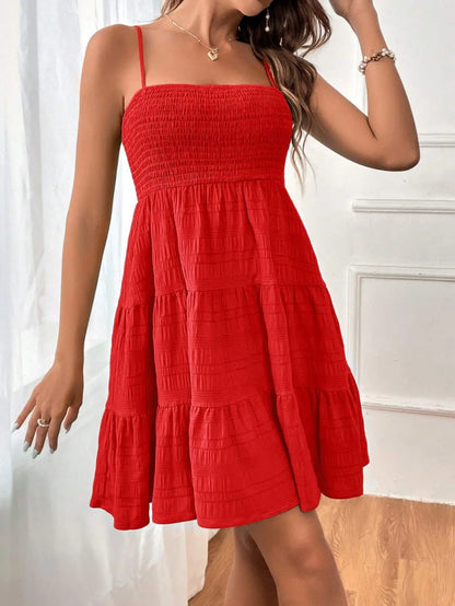 BreezyCharm™ Smocked A-Line Summer Dress – Flowy, Feminine & Sun-Ready