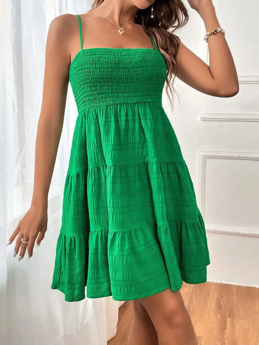 BreezyCharm™ Smocked A-Line Summer Dress – Flowy, Feminine & Sun-Ready