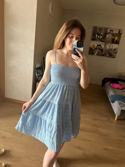 BreezyCharm™ Smocked A-Line Summer Dress – Flowy, Feminine & Sun-Ready